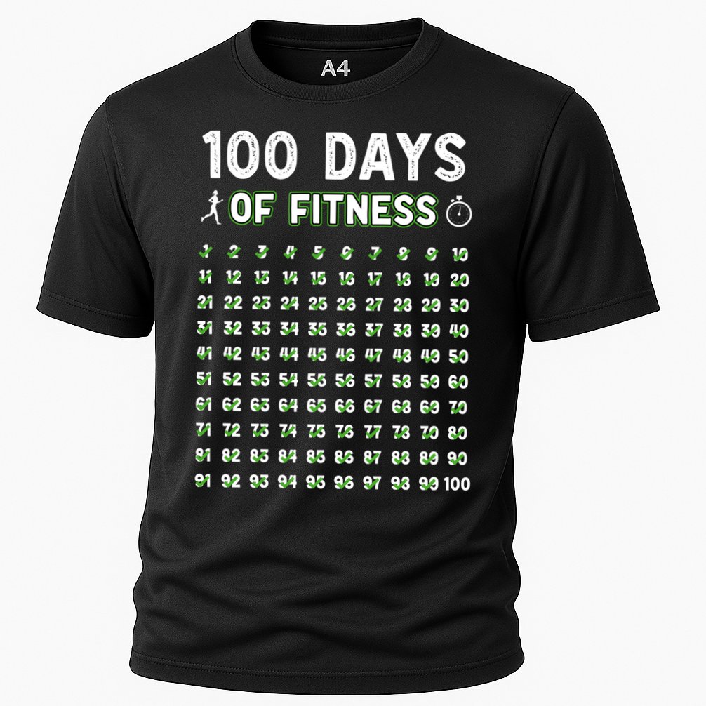 100 Days Of Fitness Healthy Lifestyle Funny Gift Cooling Performance Crew T-Shirt