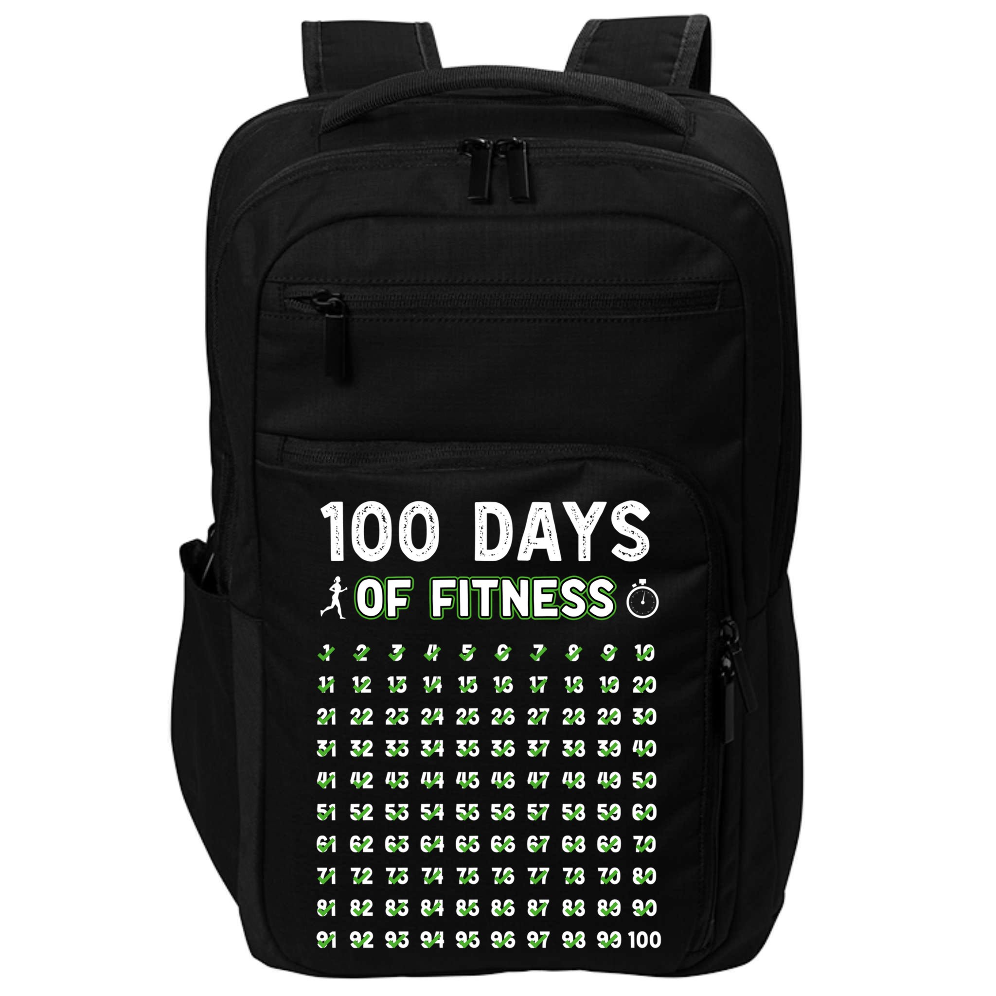 100 Days Of Fitness Healthy Lifestyle Funny Gift Impact Tech Backpack
