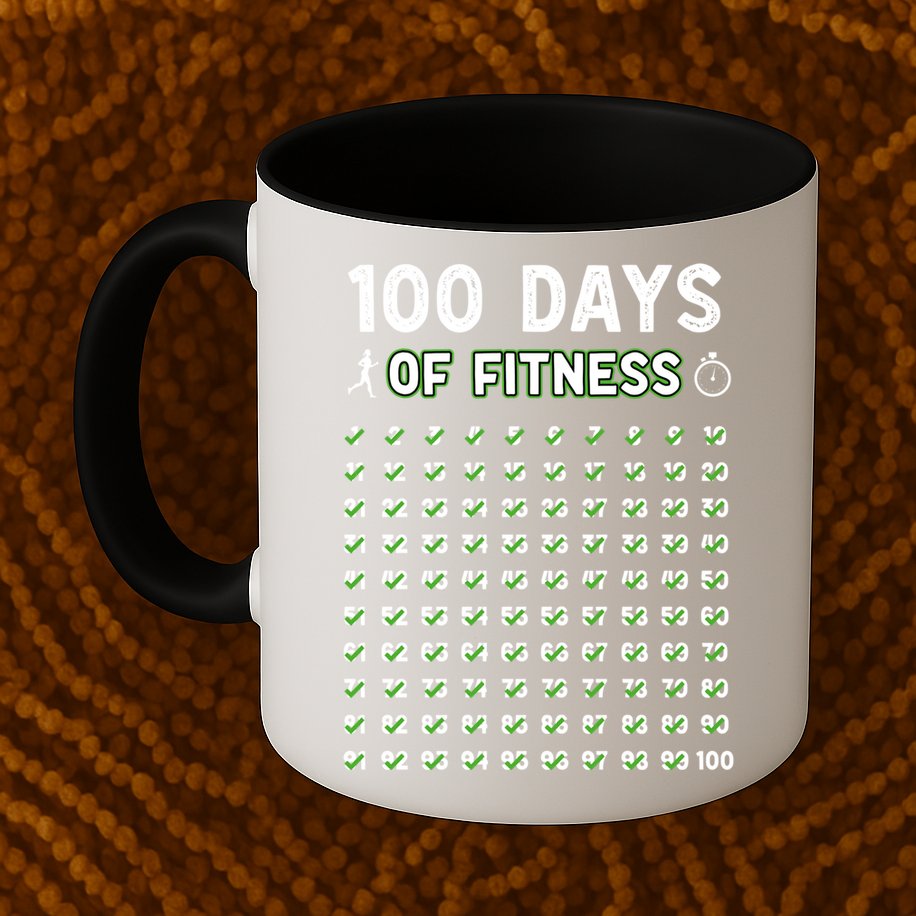100 Days Of Fitness Healthy Lifestyle Funny Gift Mug