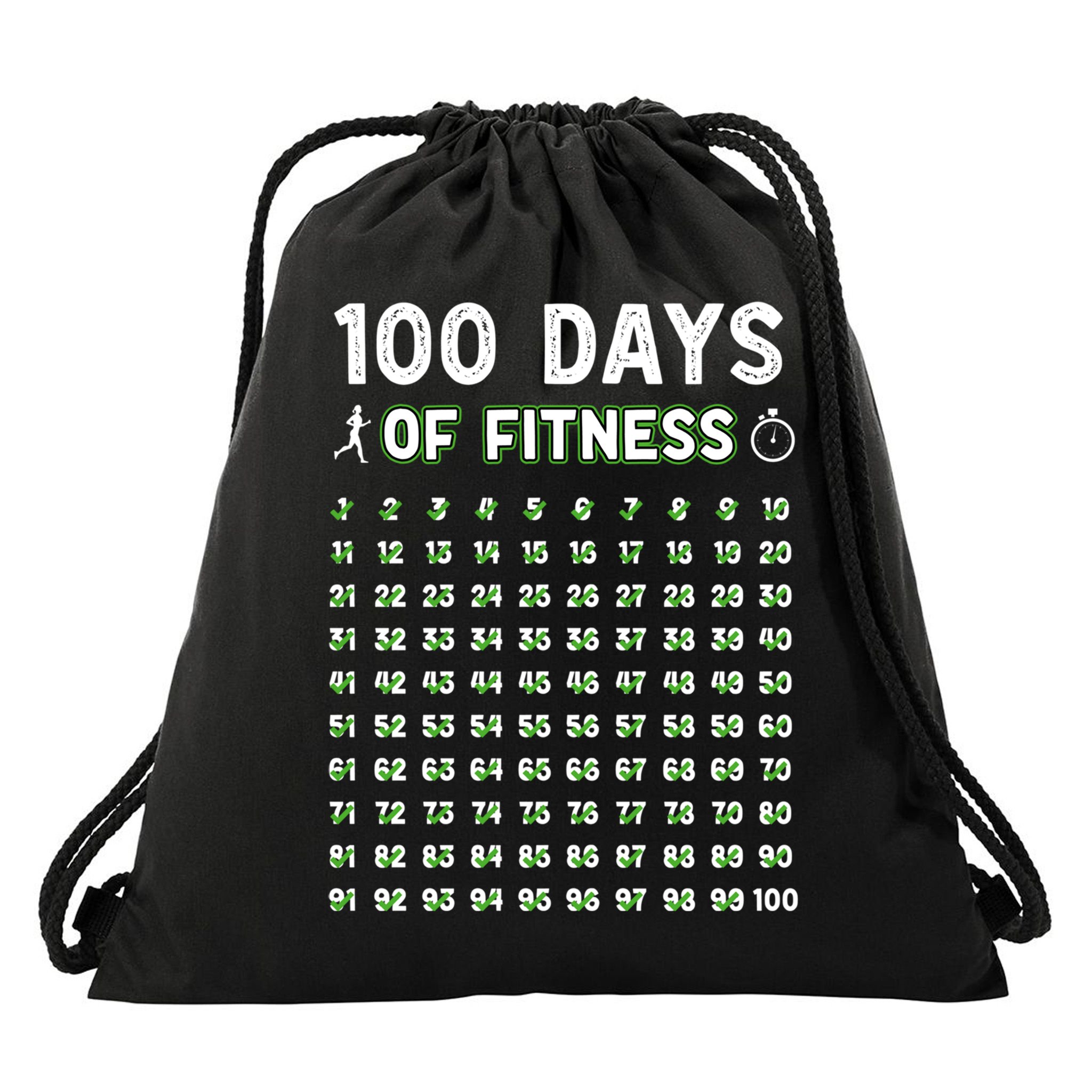 100 Days Of Fitness Healthy Lifestyle Funny Gift Drawstring Bag