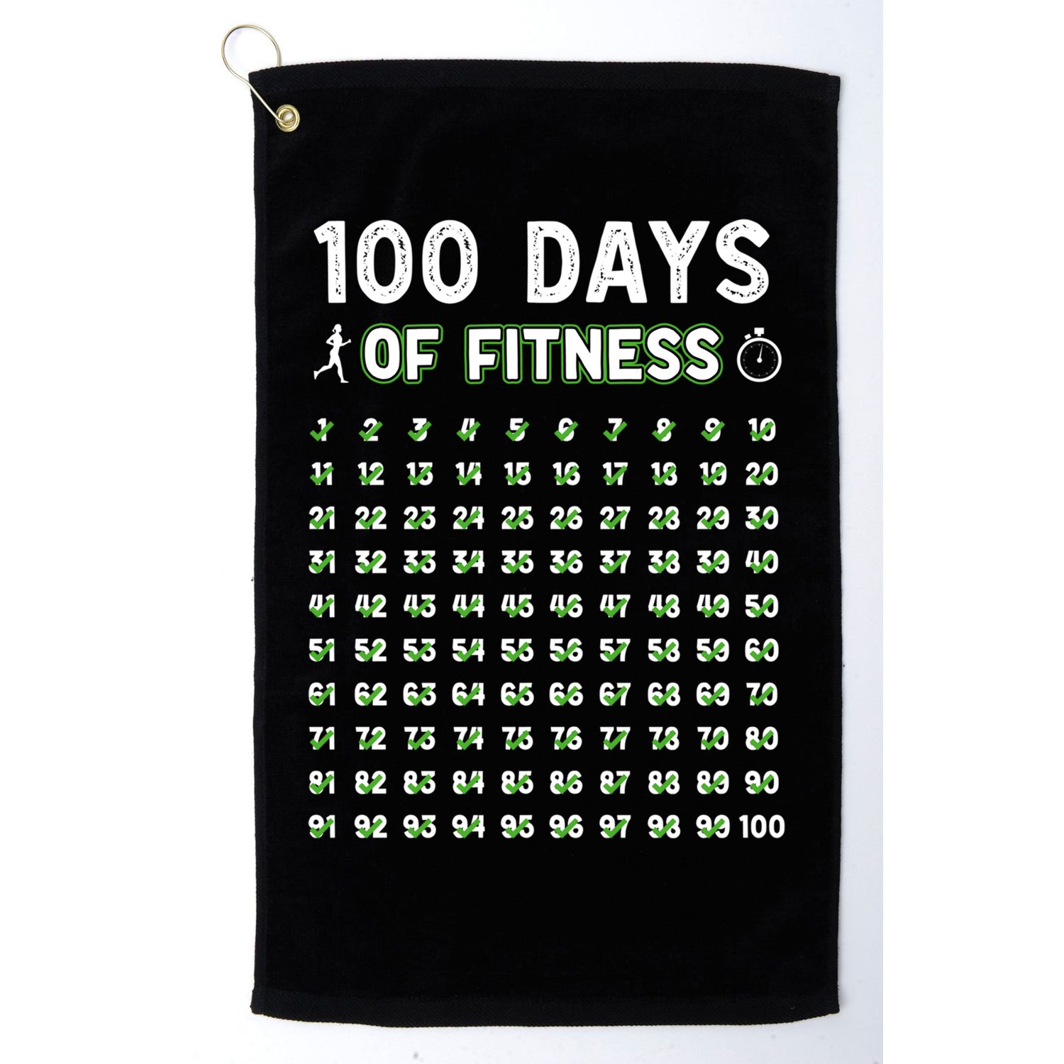 100 Days Of Fitness Healthy Lifestyle Funny Gift Golf Towel