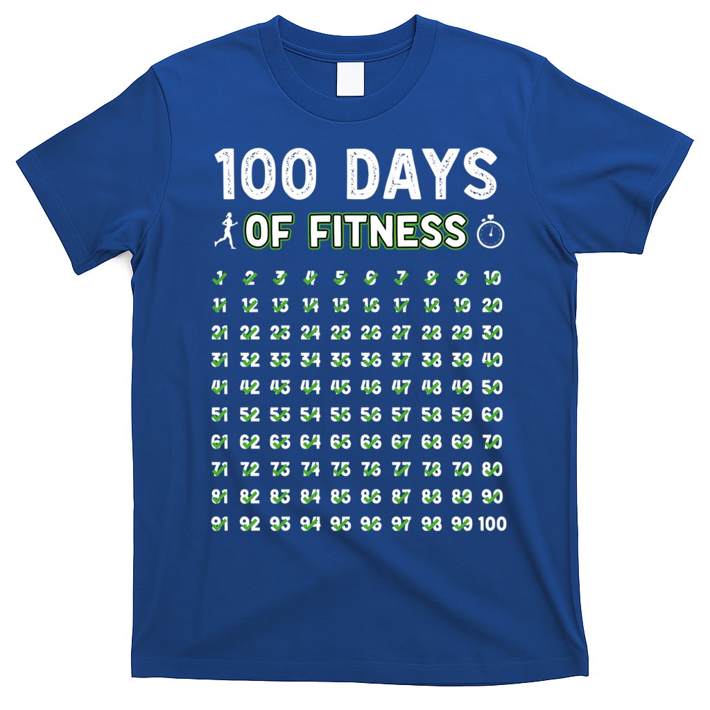 100 Days Of Fitness Healthy Lifestyle Funny Gift T-Shirt