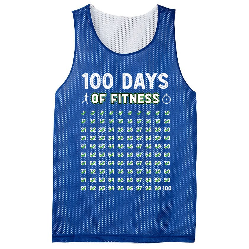 100 Days Of Fitness Healthy Lifestyle Funny Gift Mesh Reversible Basketball Jersey Tank