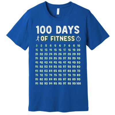 100 Days Of Fitness Healthy Lifestyle Funny Gift Premium T-Shirt