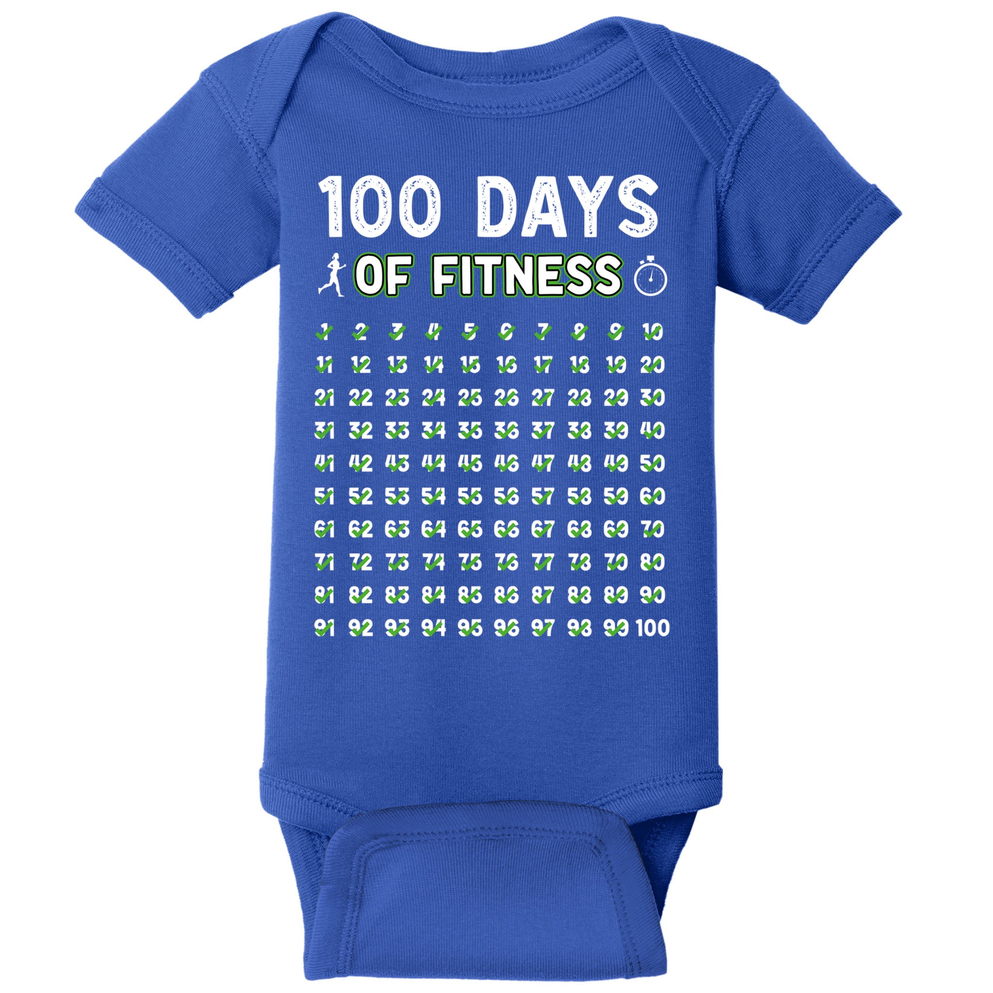100 Days Of Fitness Healthy Lifestyle Funny Gift Baby Bodysuit