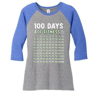 100 Days Of Fitness Healthy Lifestyle Funny Gift Women's Tri-Blend 3/4-Sleeve Raglan Shirt