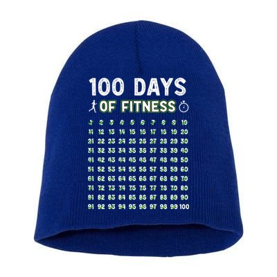 100 Days Of Fitness Healthy Lifestyle Funny Gift Short Acrylic Beanie