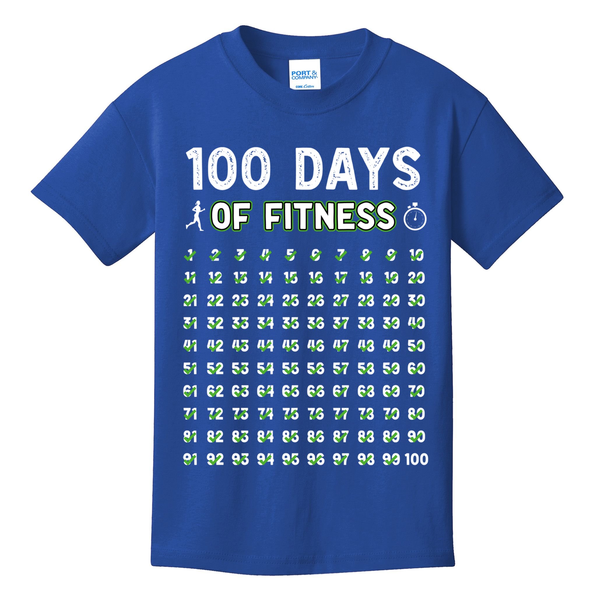 100 Days Of Fitness Healthy Lifestyle Funny Gift Kids T-Shirt
