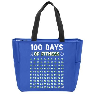 100 Days Of Fitness Healthy Lifestyle Funny Gift Zip Tote Bag