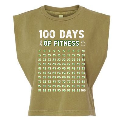 100 Days Of Fitness Healthy Lifestyle Funny Gift Garment-Dyed Women's Muscle Tee