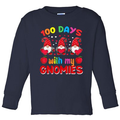 100 Days Of School Gnome Teacher Student Boy Girl Toddler Long Sleeve Shirt