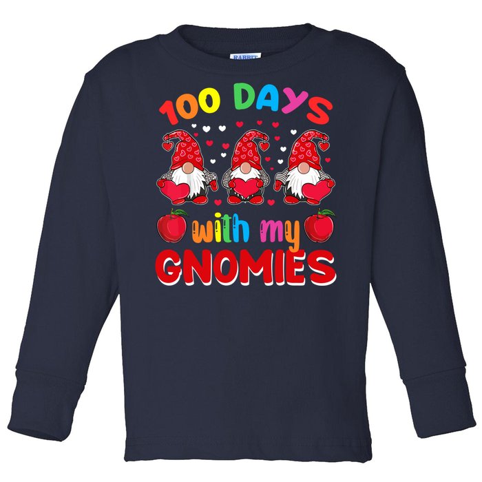 100 Days Of School Gnome Teacher Student Boy Girl Toddler Long Sleeve Shirt