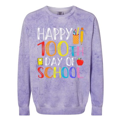 100 Days Of School Teacher And Student Colorblast Crewneck Sweatshirt