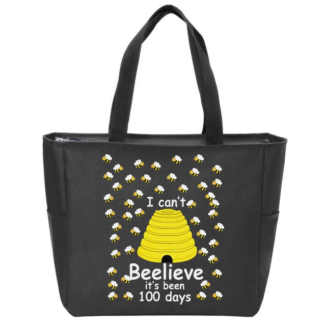 100th Day Of School bees I Can't Beelieve It's Been 100 Days Zip Tote Bag