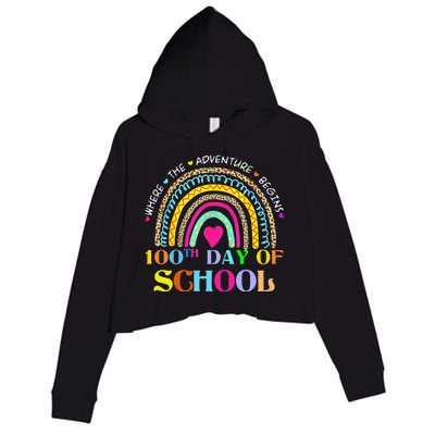 100th Day Of School Teacher 100 Days Smarter Rainbow Crop Fleece Hoodie