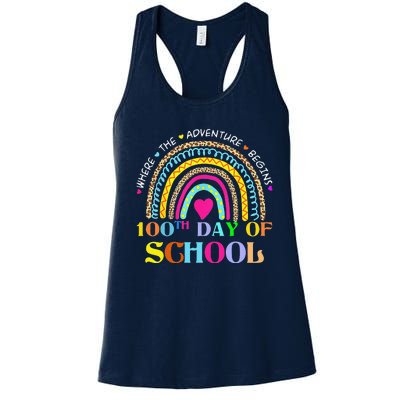 100th Day Of School Teacher 100 Days Smarter Rainbow Women's Racerback Tank