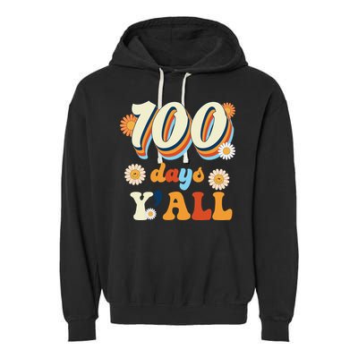100 Days Of School Retro Sunflower Garment-Dyed Fleece Hoodie