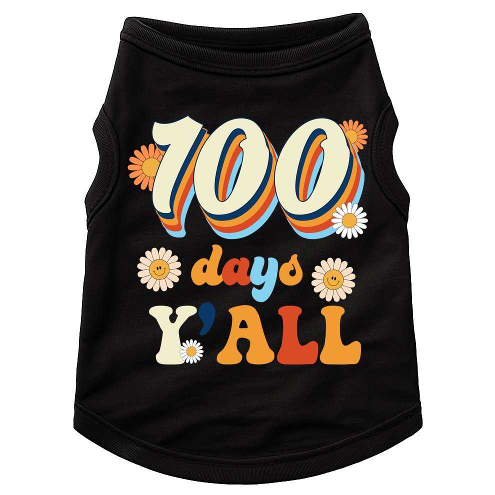 100 Days Of School Retro Sunflower Doggie Tank