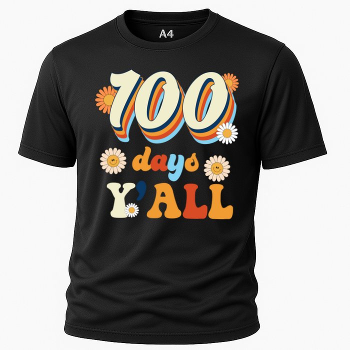 100 Days Of School Retro Sunflower Cooling Performance Crew T-Shirt