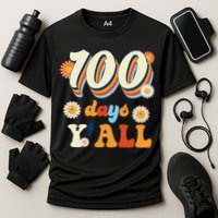 100 Days Of School Retro Sunflower Cooling Performance Crew T-Shirt