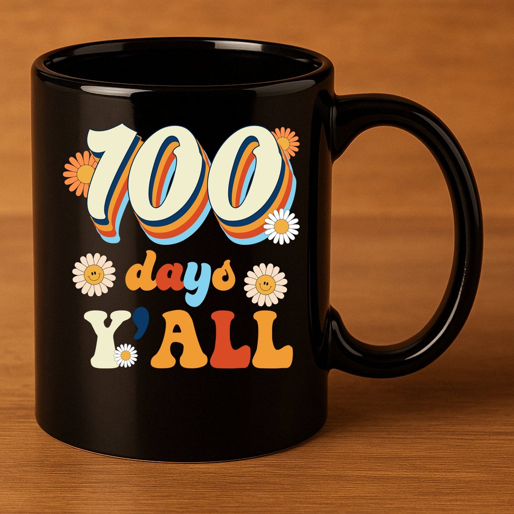 100 Days Of School Retro Sunflower 11oz C Handle Ceramic Mug