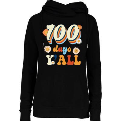 100 Days Of School Retro Sunflower Womens Funnel Neck Pullover Hood