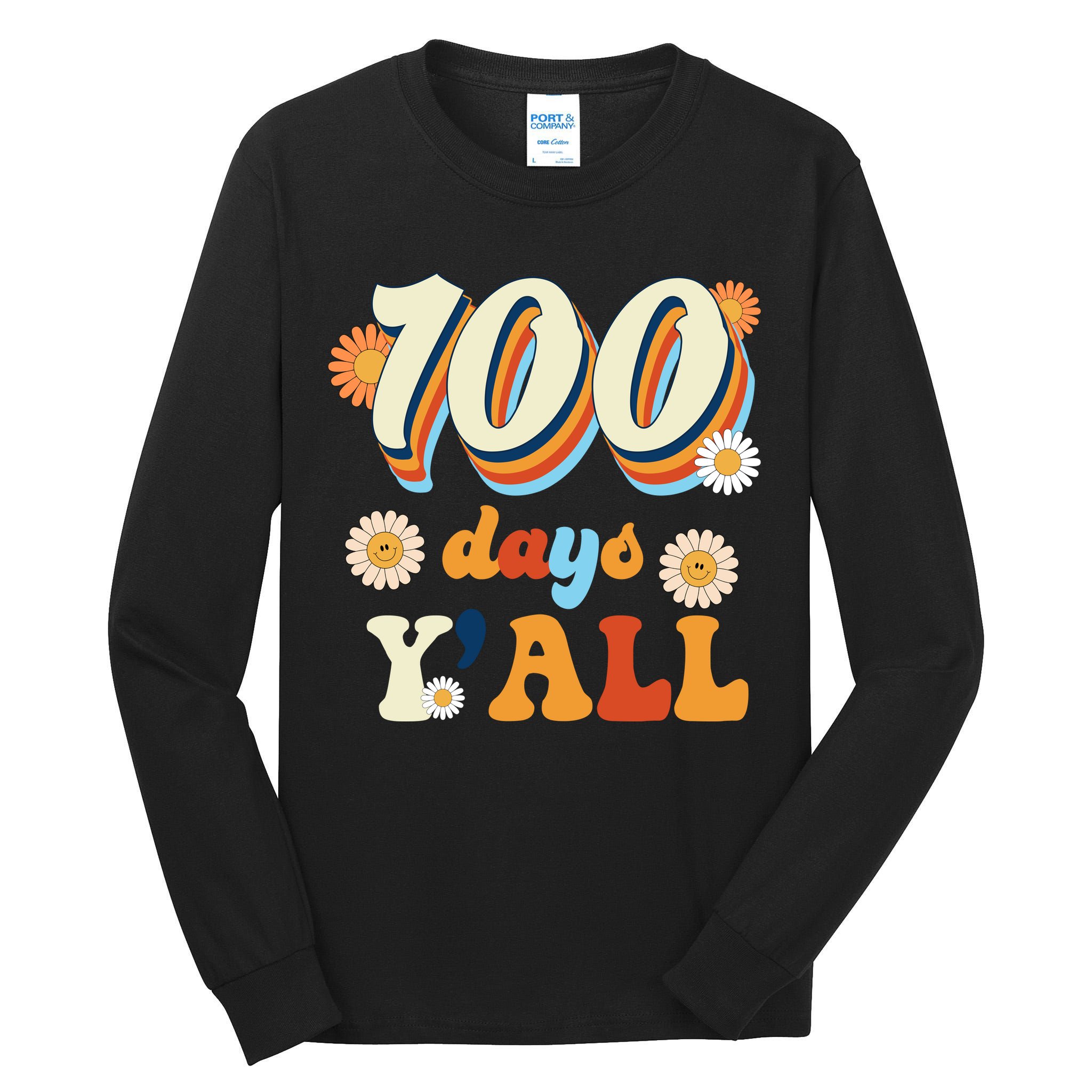 100 Days Of School Retro Sunflower Tall Long Sleeve T-Shirt