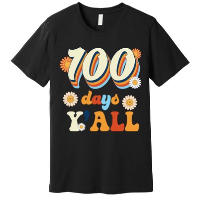 100 Days Of School Retro Sunflower Premium T-Shirt