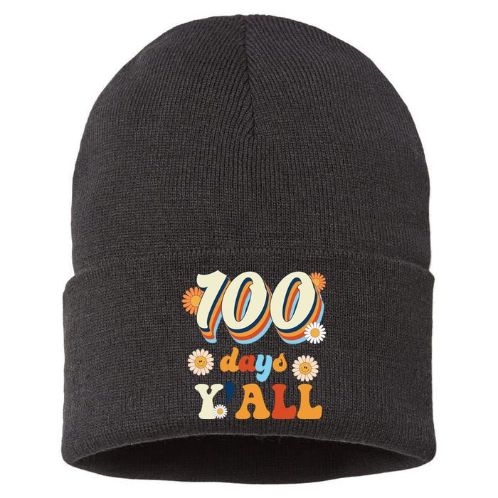 100 Days Of School Retro Sunflower Sustainable Knit Beanie