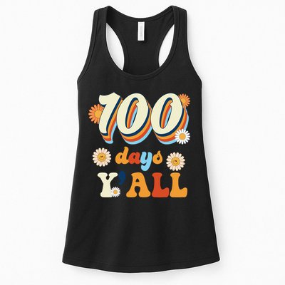 100 Days Of School Retro Sunflower Womens Tank Top