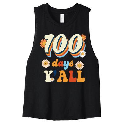 100 Days Of School Retro Sunflower Women's Racerback Cropped Tank