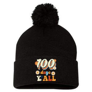 100 Days Of School Retro Sunflower Pom Pom 12in Knit Beanie