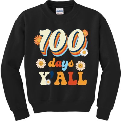 100 Days Of School Retro Sunflower Kids Sweatshirt