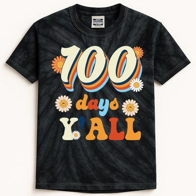 100 Days Of School Retro Sunflower Kids Tie-Dye T-Shirt