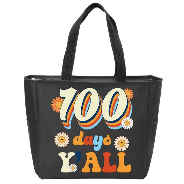 100 Days Of School Retro Sunflower Zip Tote Bag
