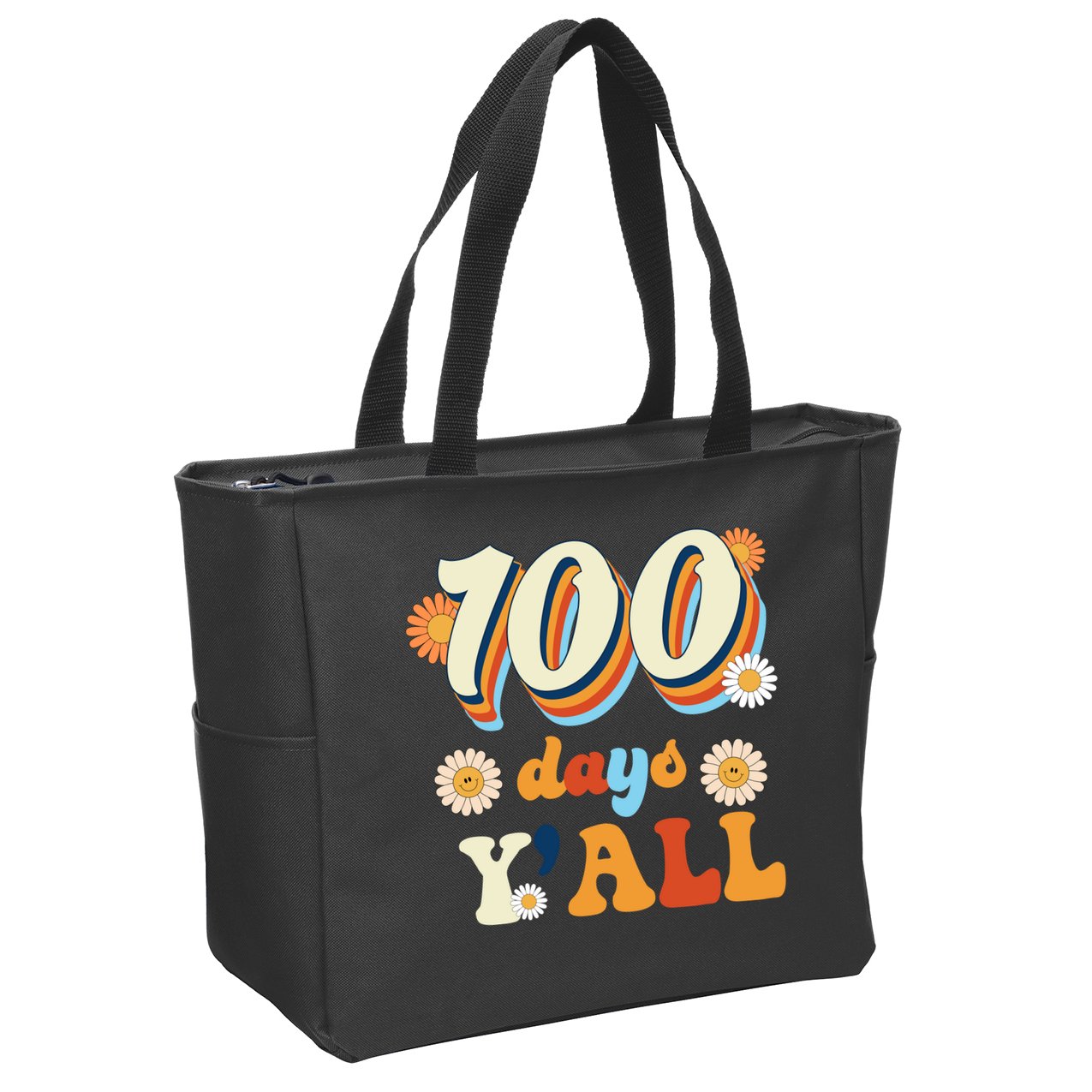 100 Days Of School Retro Sunflower Zip Tote Bag