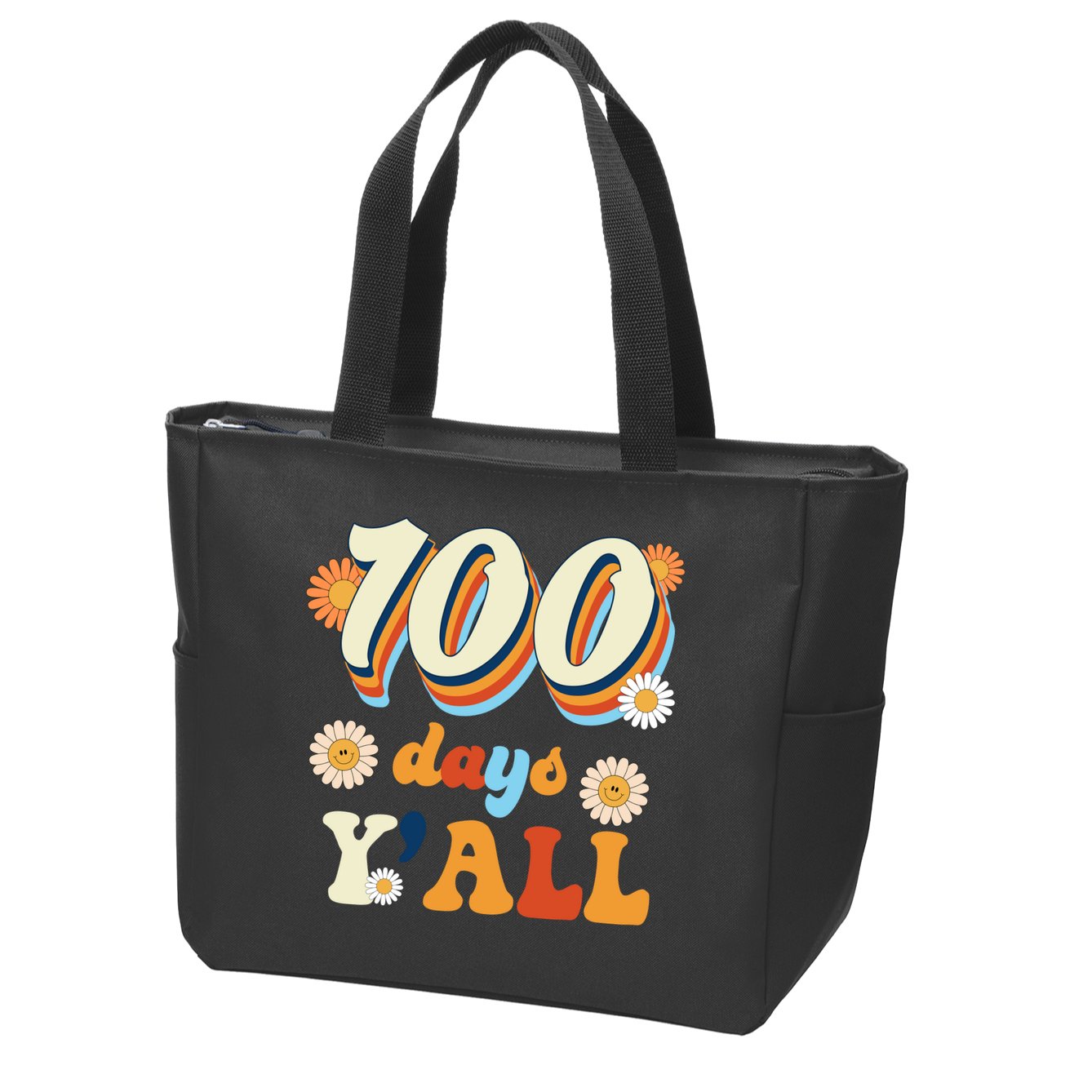 100 Days Of School Retro Sunflower Zip Tote Bag