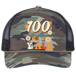 100 Days Of School Retro Sunflower Retro Rope Trucker Hat Cap