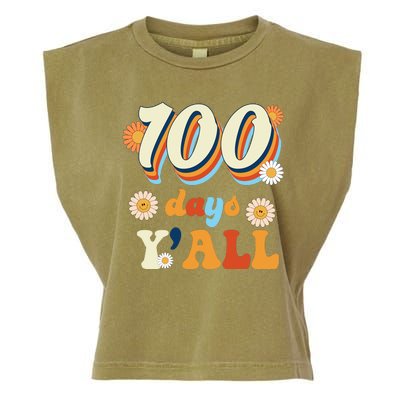 100 Days Of School Retro Sunflower Garment-Dyed Women's Muscle Tee