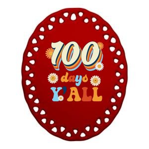 100 Days Of School Retro Sunflower Ceramic Oval Ornament