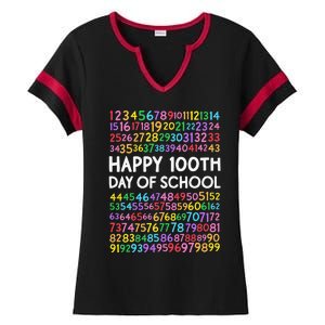 100th Day Of School Teacher 100 Days Math Numbers Ladies Halftime Notch Neck Tee