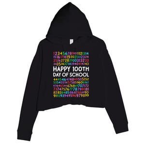 100th Day Of School Teacher 100 Days Math Numbers Crop Fleece Hoodie