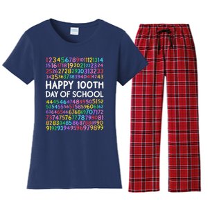 100th Day Of School Teacher 100 Days Math Numbers Women's Flannel Pajama Set