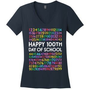 100th Day Of School Teacher 100 Days Math Numbers Women's V-Neck T-Shirt