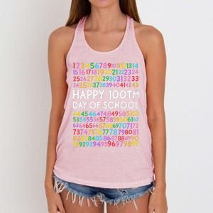 100th Day Of School Teacher 100 Days Math Numbers Women's Knotted Racerback Tank