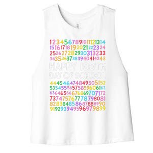 100th Day Of School Teacher 100 Days Math Numbers Women's Racerback Cropped Tank