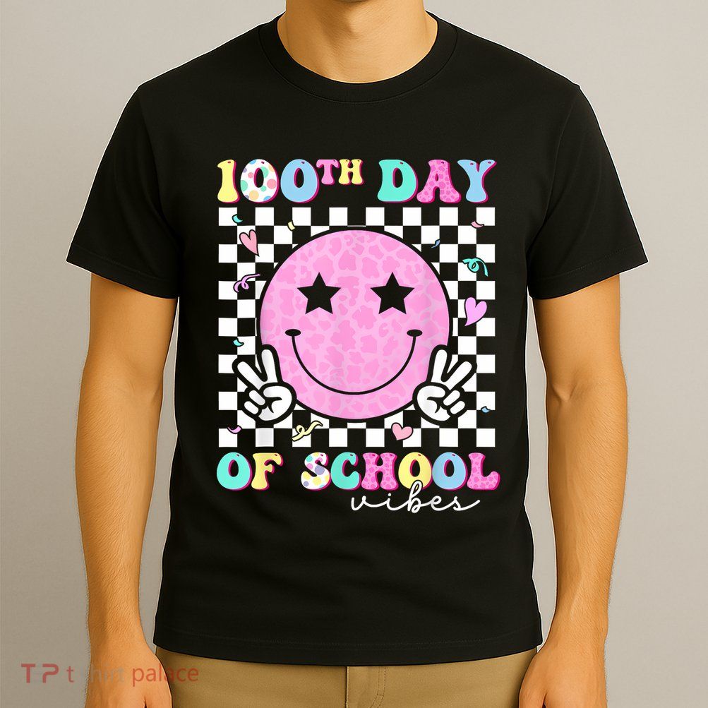 100th Day Of School Vibes Cute Groovy 100 Days Of School T-Shirt