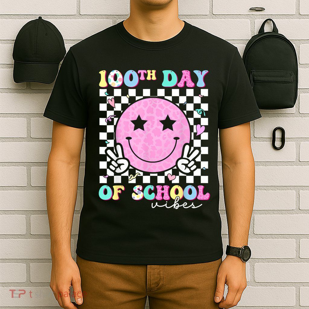 100th Day Of School Vibes Cute Groovy 100 Days Of School T-Shirt