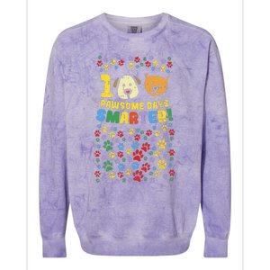 100th Day Of School 100 Pawsome Smarter Dog Cat Paws Colorblast Crewneck Sweatshirt