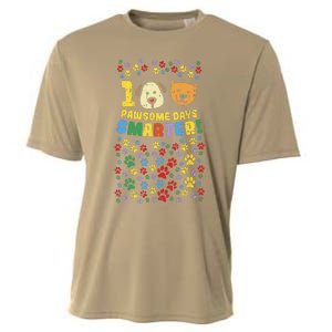 100th Day Of School 100 Pawsome Smarter Dog Cat Paws Cooling Performance Crew T-Shirt